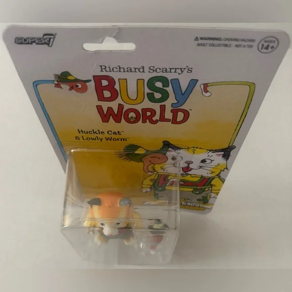 Super7 Richard Scarry's Busy World Huckle Cat & Lowly Worm ReAction Figure - Picture 6 of 9